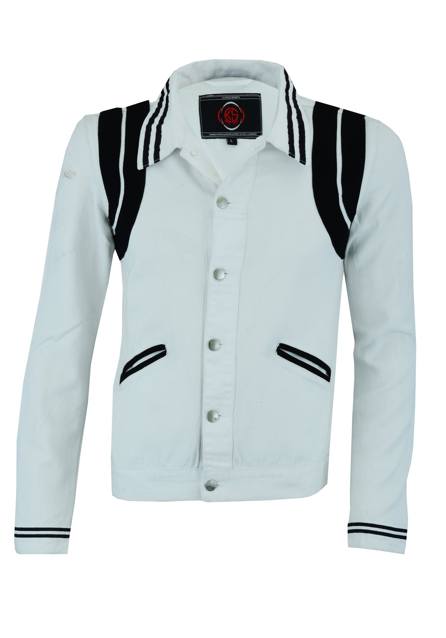 KS106 White & Black Denim Jackets Hip-hop Style  Kanvos Sports