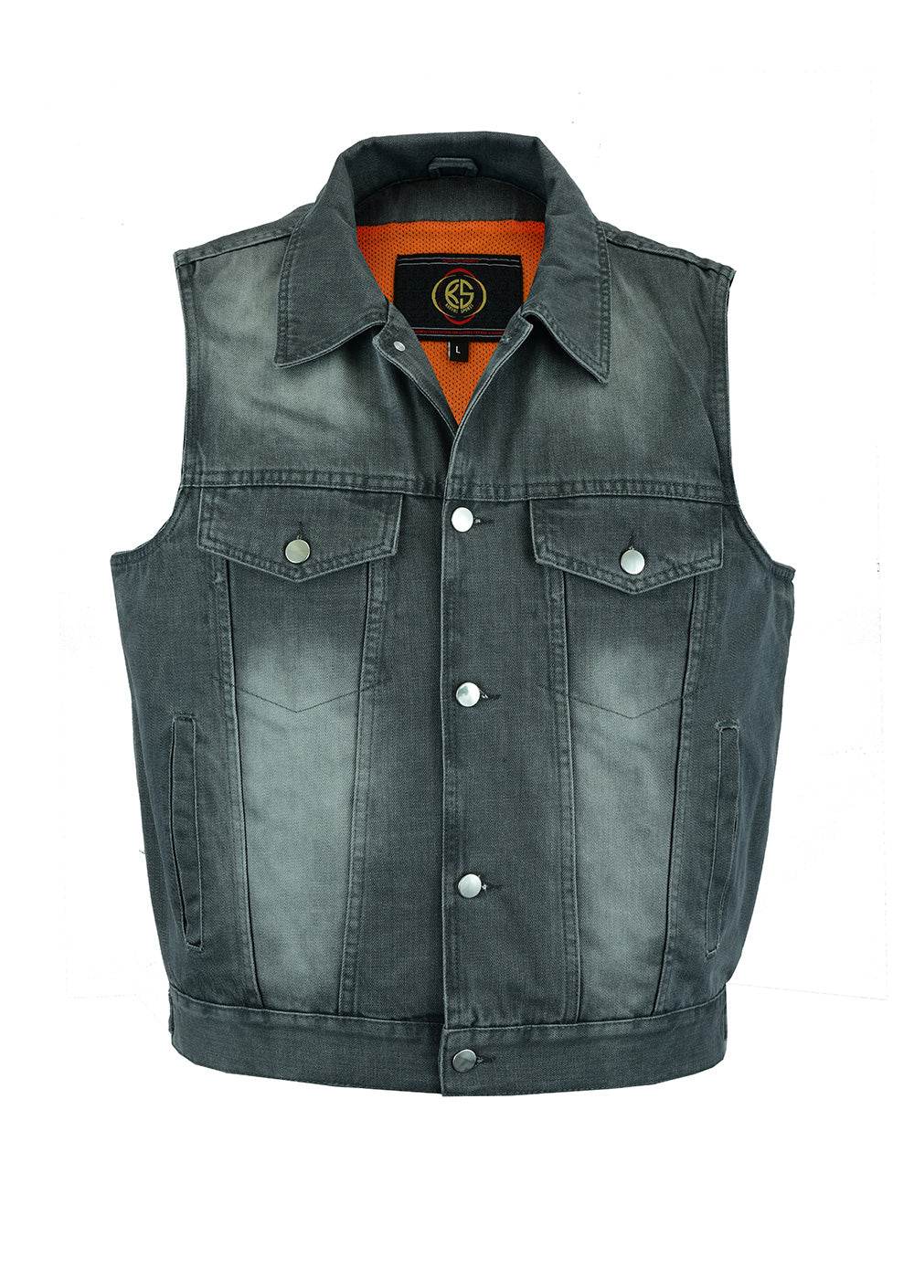 Men's Denim Leather Vest-28