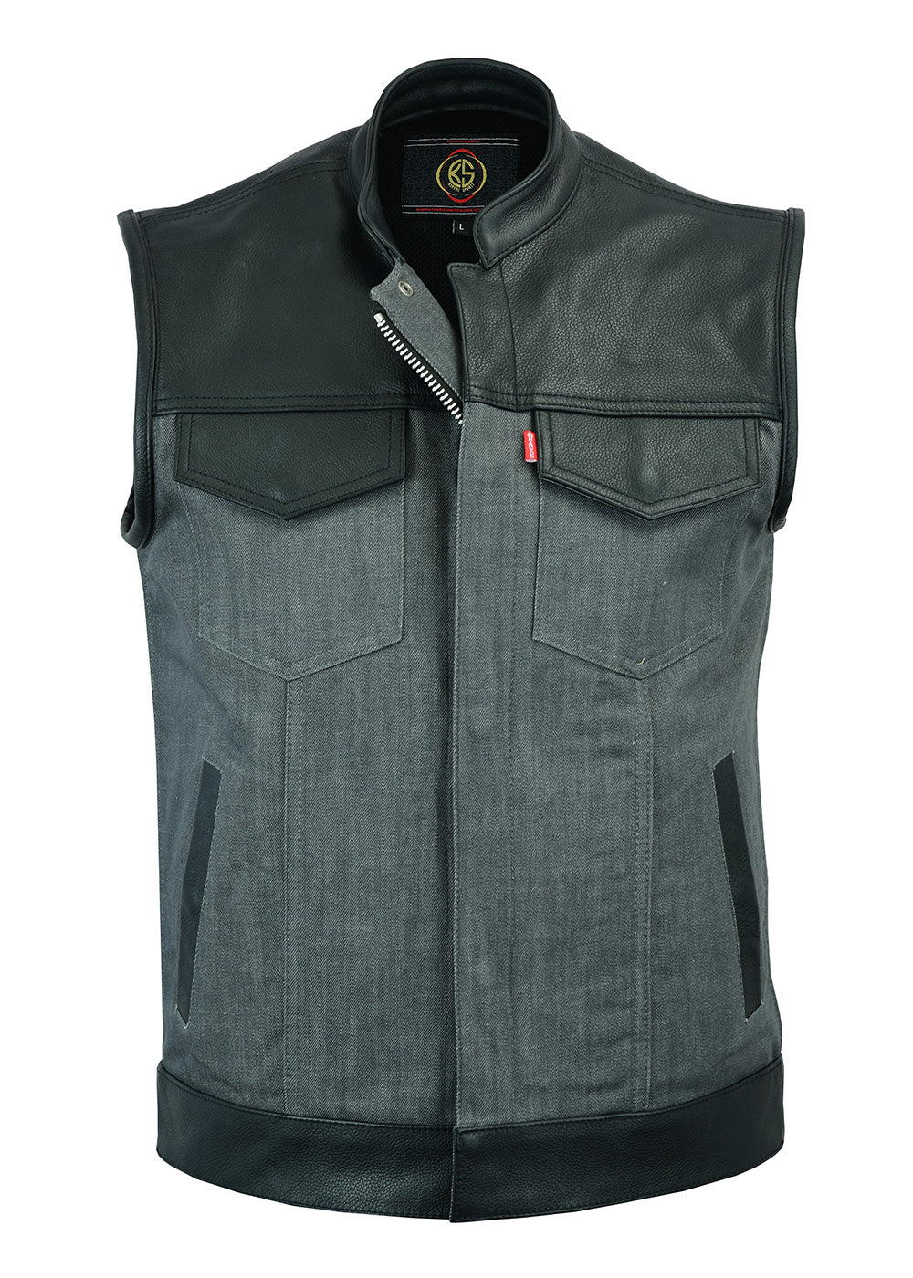 Men's Denim Leather Vest-29
